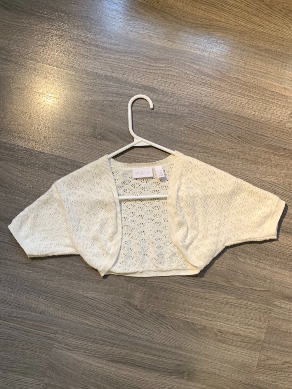CHILDREN'S PLACE Shrug/Bolero, NWOT, Pointelle Knit, Cream White, M(7/8yrs)